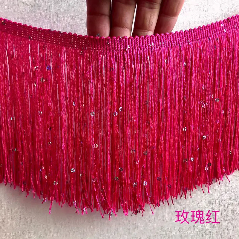2 야드/로트 스팽글 암호화 15CM 나일론 레이스 트림 술 프린지 DIY 라틴 드레스 무대 의류 커튼 맞춤 액세서리