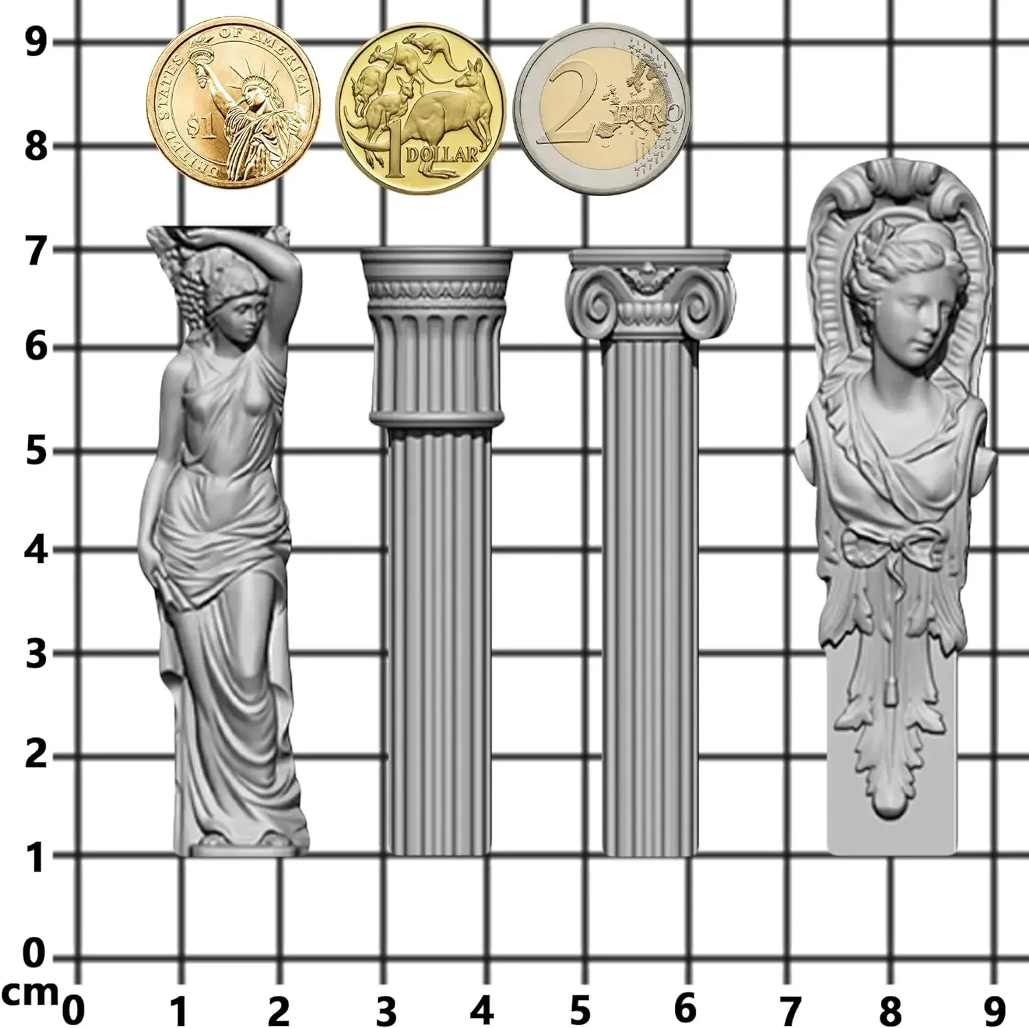 Baroque Relief Embossed Art Silicone Mold Air Dry Clay Plaster Decorative Column and Sculpture Statue Epoxy Resin Molds