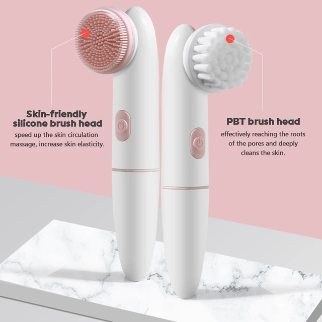 Electric Facial Cleanser Battery Powered Waterproof Vibrating Face Cleaning Brush 2 Speed Face Deep Washing Massaging Device 2