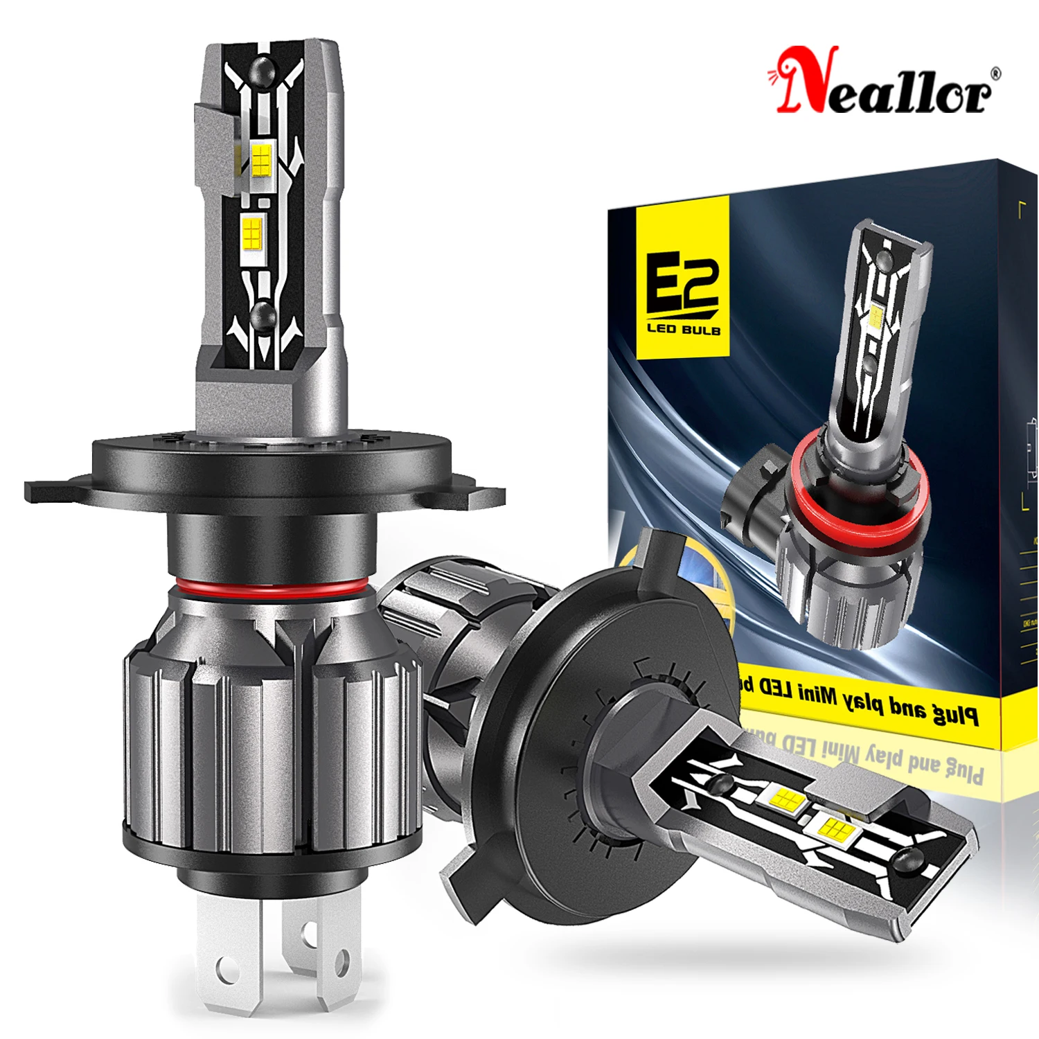 2개 H4 P43t HB2 9003 LED 헤드라이트 화이트 자동차 라이트 캔버스 차량 전구 고출력 오토 포그 다이오드 모토 주행 램프 12V