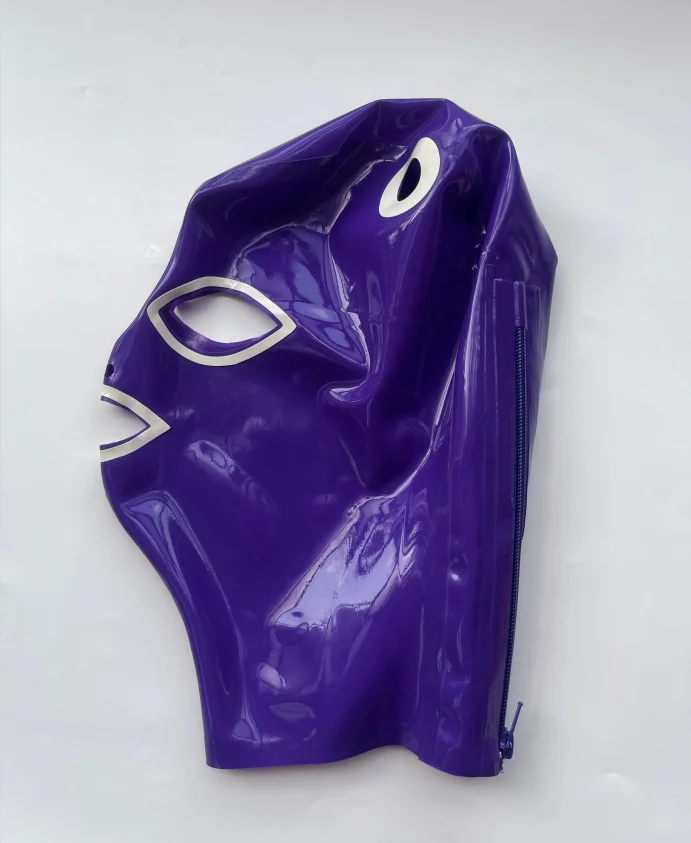 Black Sexy Latex Hood Mask Fetish Pull-through Holes Hair