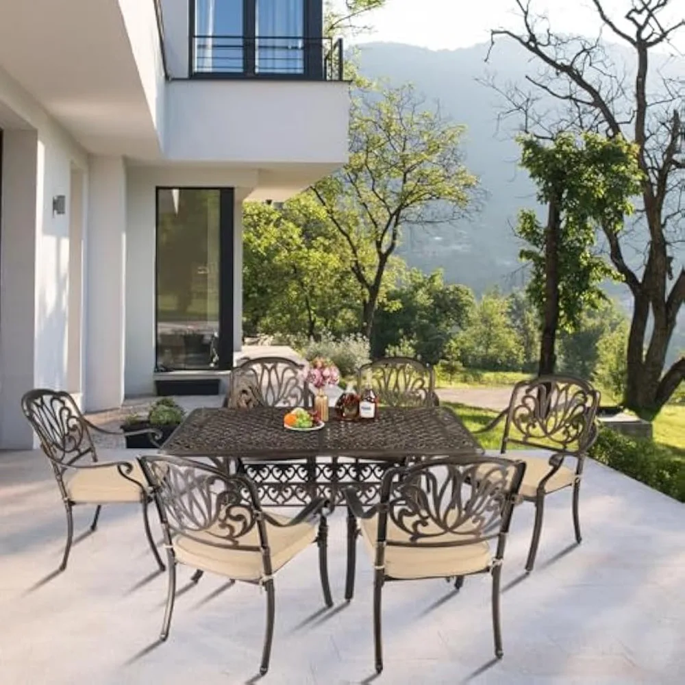 Patio Furniture Set with 6 Chairs and Large Table for Yard, Garden, Porch, Garden Sofas 2