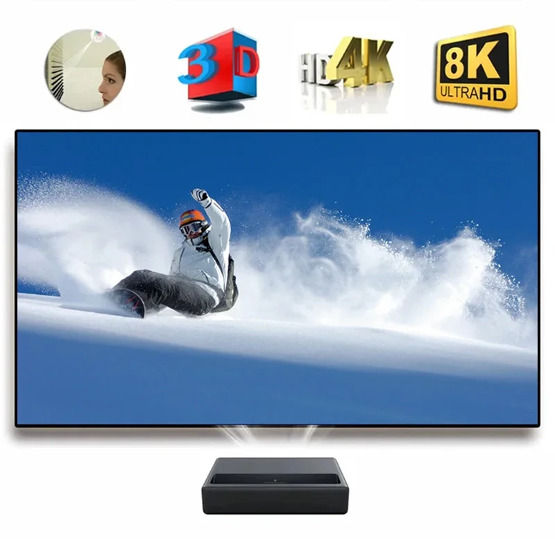 Фото Проекционный экран 2024 дюймов 8K ALR CLR UST PET Black Crystal светильник, проекционный экран 60-120 дюймов для проектора с ультракоротким фокусным расстоянием №1