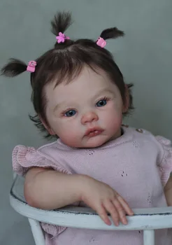 Muñeca Reborn Princesa Realista de 49 cm – Cuerpo Suave en Silicona con Tono de Piel 3D y Cabello Implantado, Ideal como Regalo