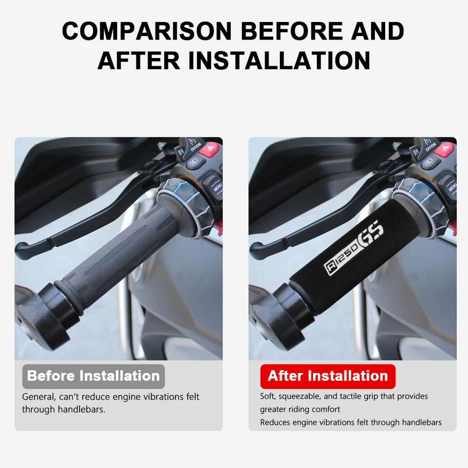 Manopole Antiscivolo In Spugna Per BMW R1250 GS E Adventure (2019-2023) – Impugnature Morbide E Ammortizzanti Per Manubrio
