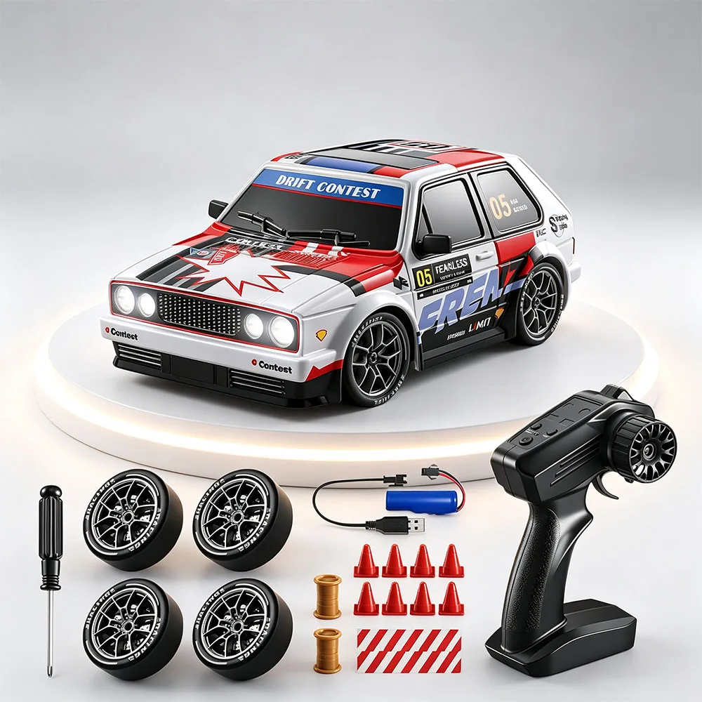 NEW S300 1/24 RC카 2.4G 고속 드리프트 4륜구동 무선 조종 자동차 LED 라이트 라디오 컨트롤 GTR 레이싱 모델 남자아이 장난감 선물