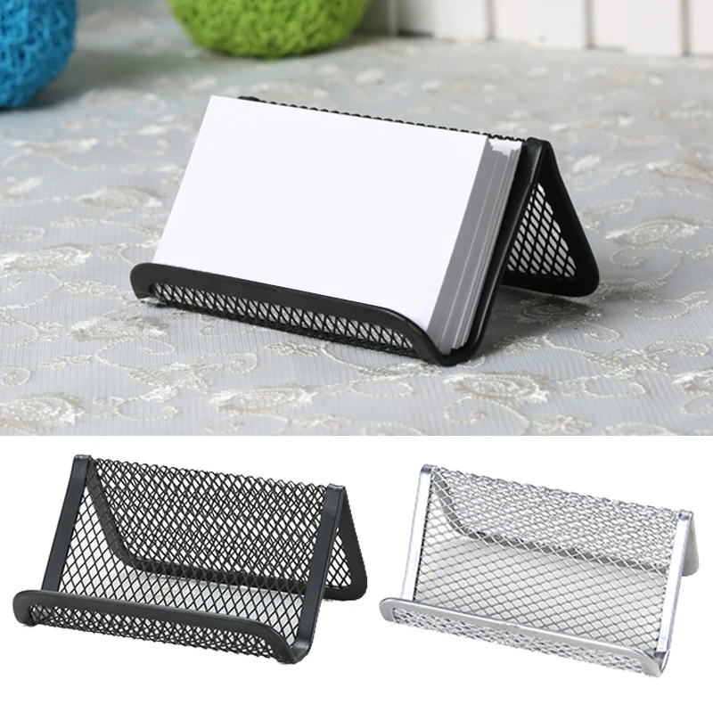 Creative Hollow Wire Mesh Business Card Holder Display Stand Name Card Holder Shelf For Cards Organizers Office Desk Organizers