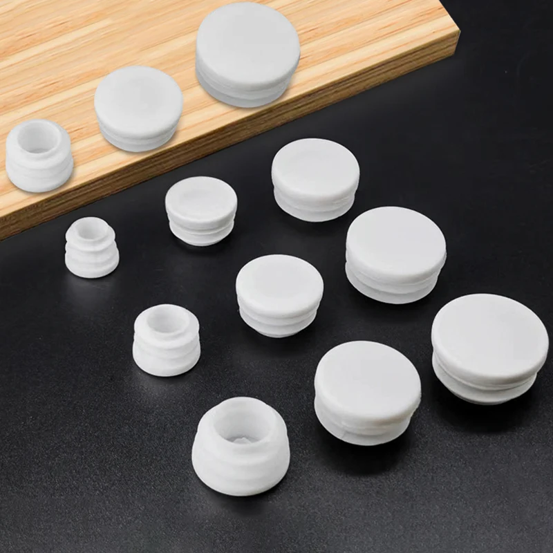 

4/8/10/16pcs PP Plastic White Round Pipe Plug Chair Non-Slip Foot Pads Sealing Cover 16mm 19mm 22mm 25mm 38mm 50mm