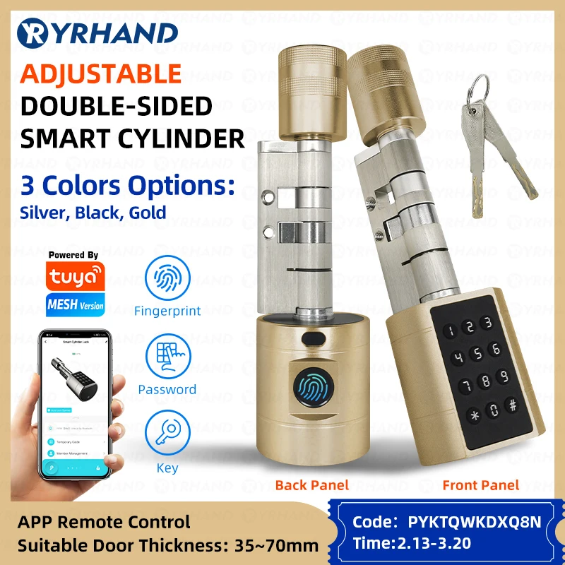 Bluetooth Smart Lock Electronic Cylinder Fingerprint Lock Cylinder Door Locks Fingerprint