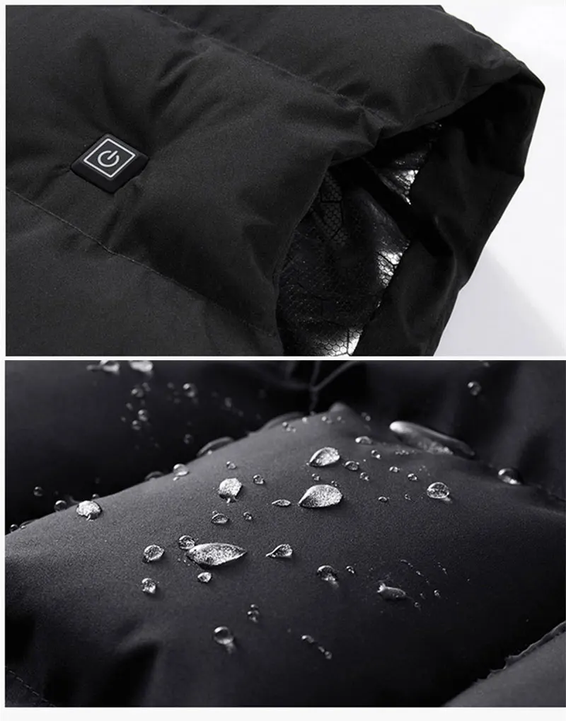 Winter Electric Heated Hooded Vest Thermal Waterproof USB Charging Vest Adjustabe Heating Warmer Pad Hiking Warm