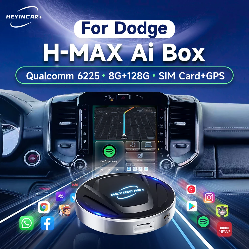 

2024 New HEYINCAR Android 13 8GB+128GB for Netflix For Dodge Ram 1500 2500 Charger Hornet Durang Car Play Ai Box For YouTube