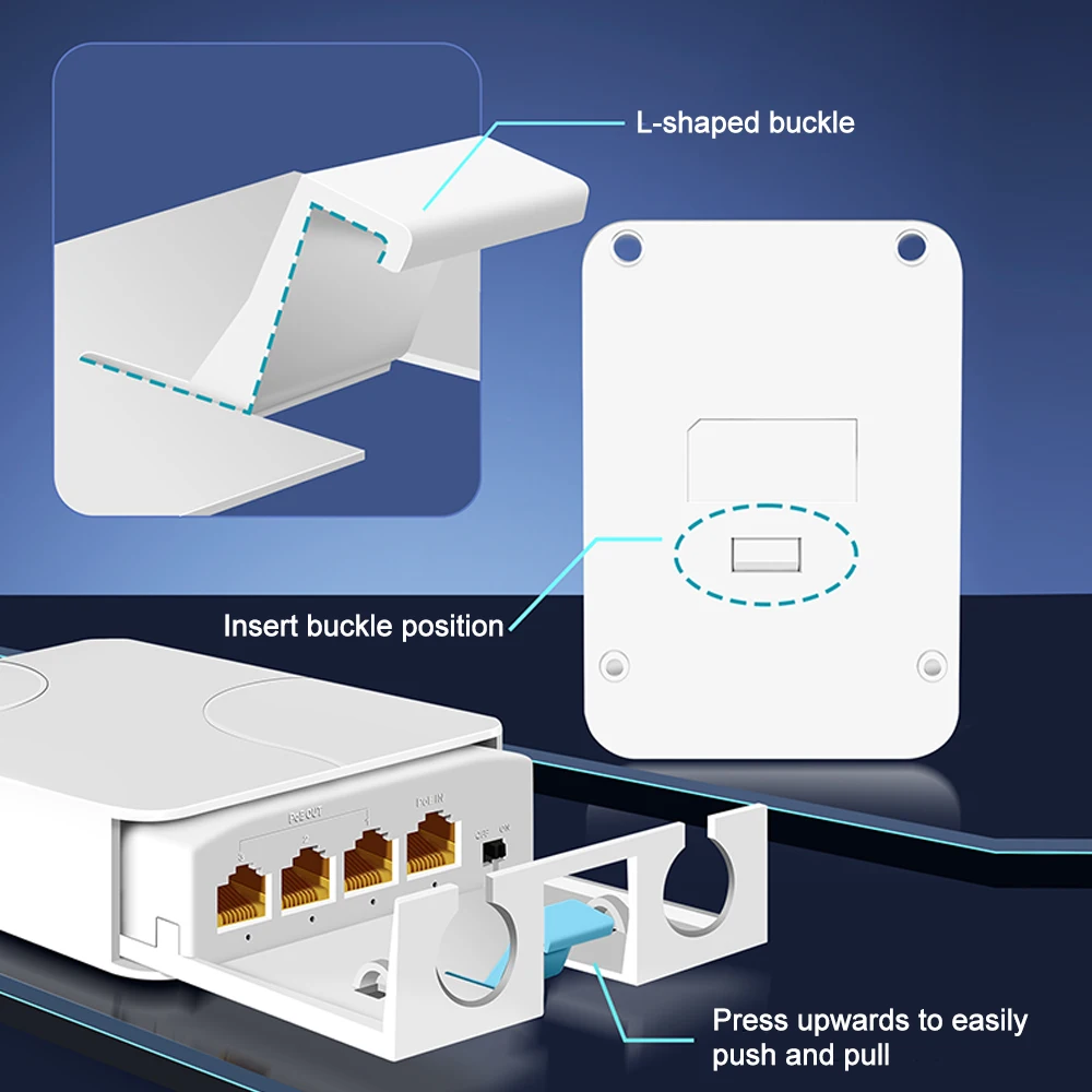 4 Port IP55 Waterproof POE Repeater 100/1000Mbps Outdoor 1 to 3 Network Switch PoE Extender for POE Camera Wierless AP