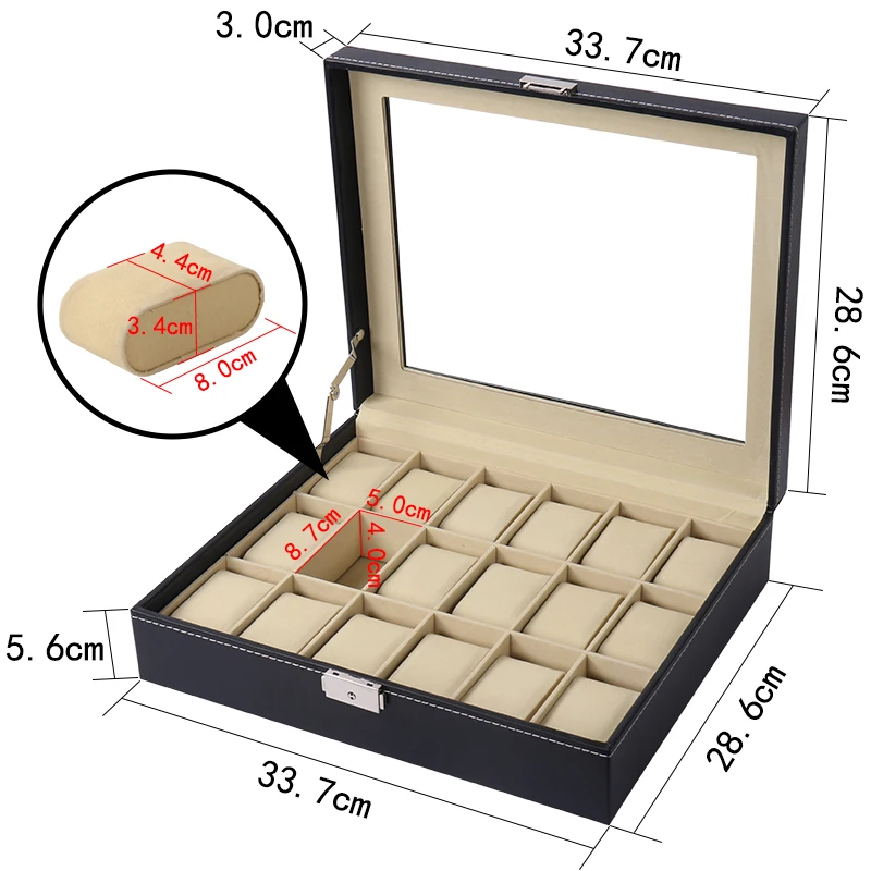 New Luxury Pu Leather 2/3/6/10/12/20/24 Grid Watch Storage Box Jewelry Display The Best Gift