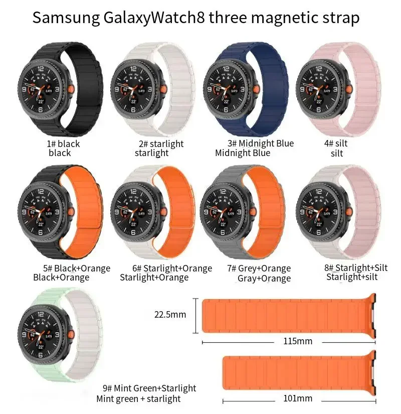 Sporty Silicone Magnetic No-Gap Wristband Strap