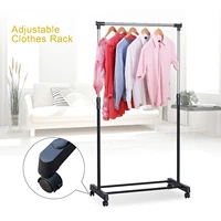 Movable Clothes Rack Telescopic Floor Hanger Storage Wardrobe Hat Stand Storage Box Bedroom Furniture Coat Rack With Wheel 2