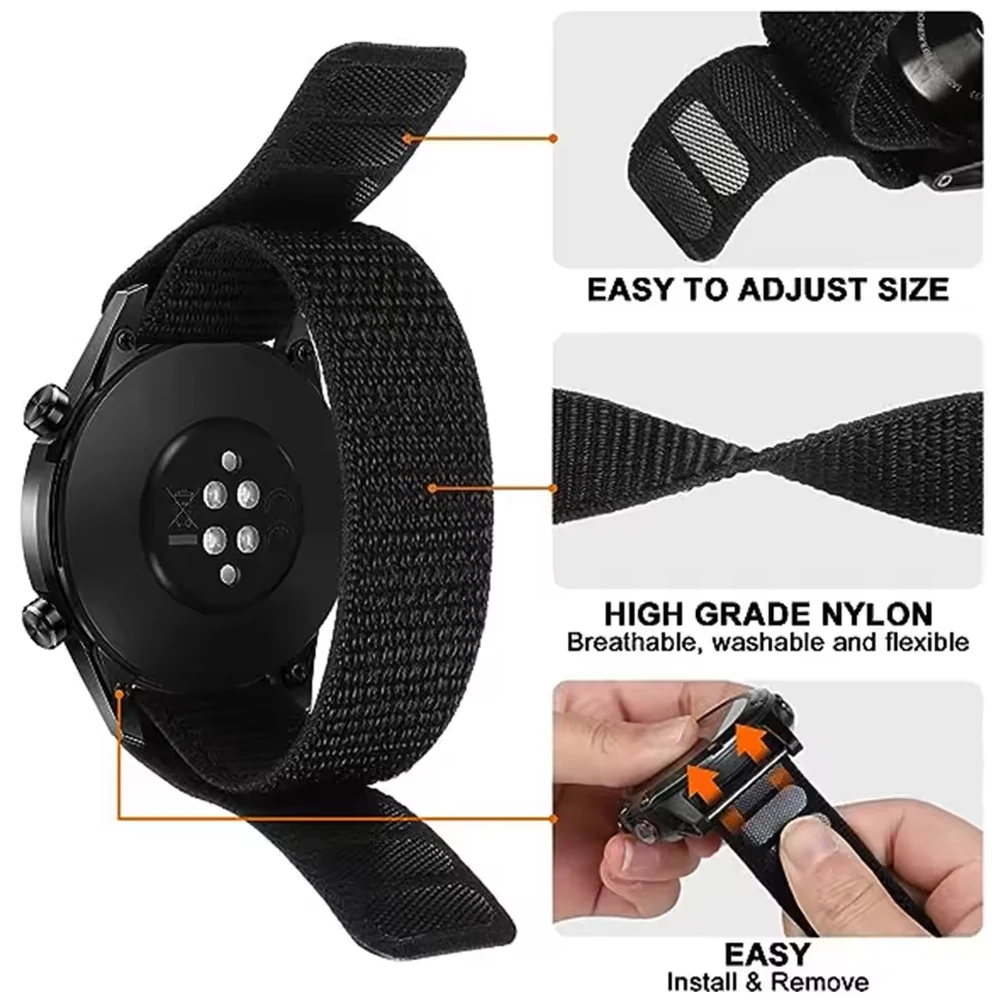 QuickFit 26 22mm Hook Loop Nylon Sport Woven Bracelet Strap