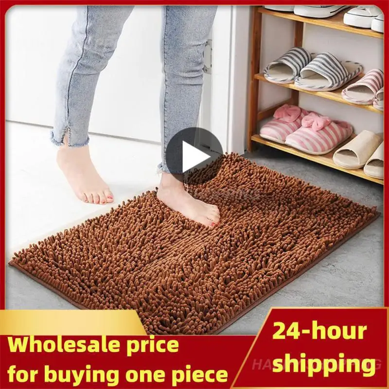 Solid-Color-Bathroom-Mat-Bath-Carpets-Chenille-Water-Absorption-Bathtub ...