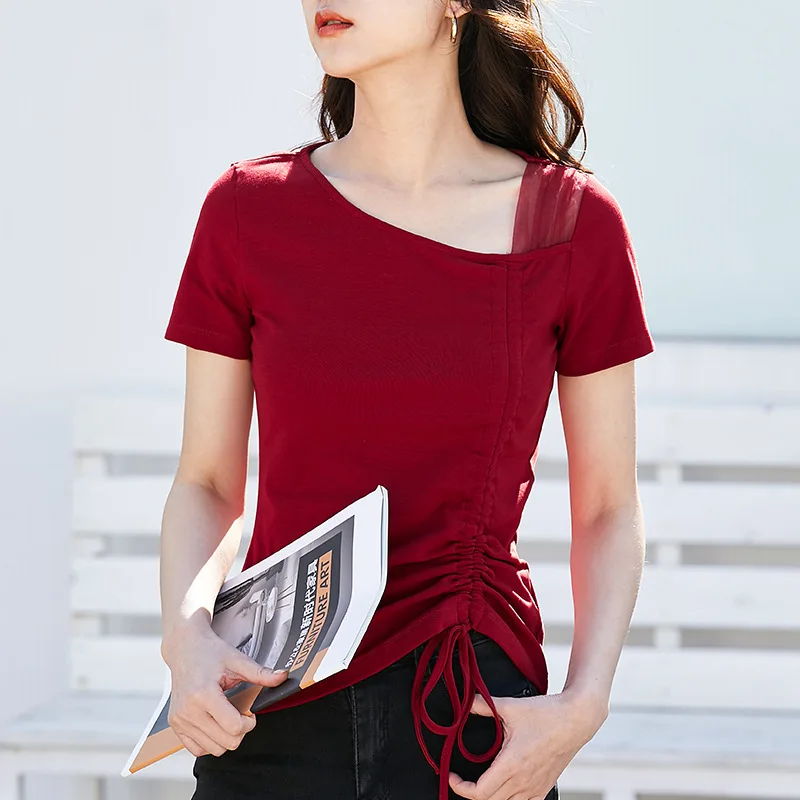 

New 2023 T Shirt Women Short Sleeve Summer Tops Tees Irregular T-shirts For Women Casual Cotton Female T-shirt Camisetas Mujer