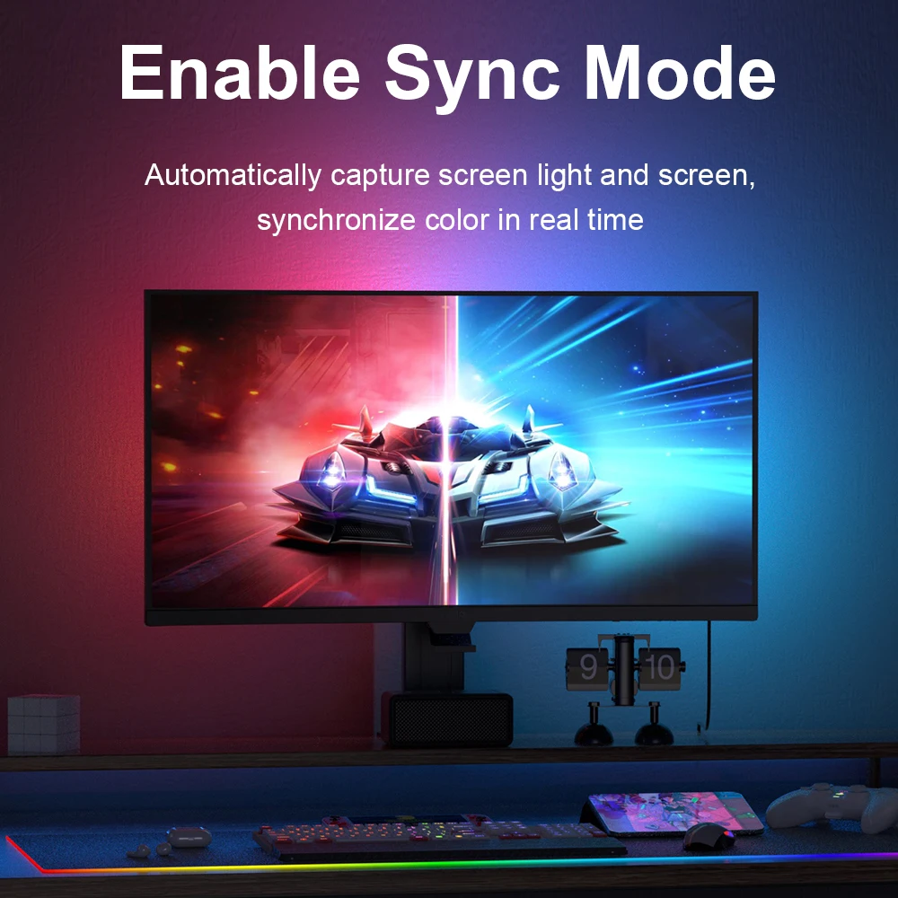 Smart Ambient Lighting PC Display Sync LED Strip PC Monitor Backlight DIY Atmosphere Light Ramadan Decor Lamp Game Holiday PC 6