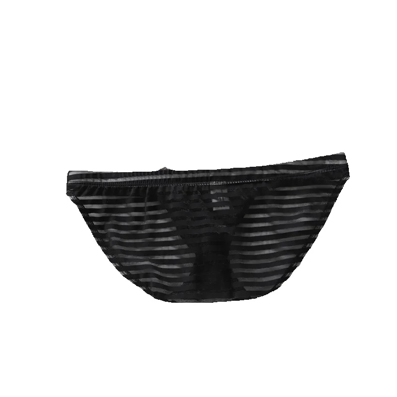 Sous-vêtements légers en maille rayée triangulaire 2025d pour homme, version européenne, slip respirant convexe en U_voghion.com