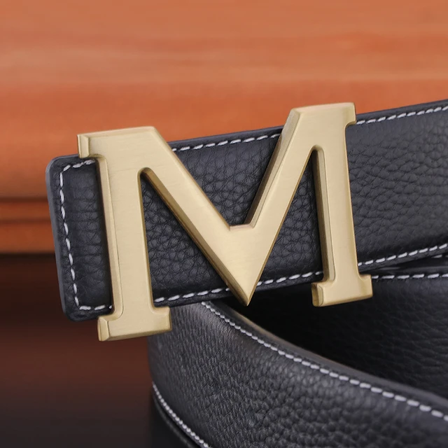 Designer belts men M letter copper buckle high quality Cowskin