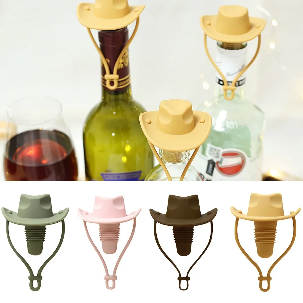 Wine Bottle Stopper Champagne Bottle Stopper Wine Cap Cowboy Hat Shape Silicone for Bar