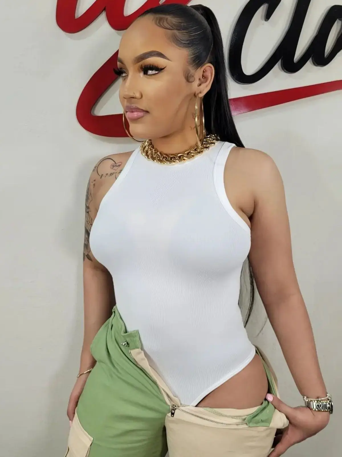 

Stretchy Ribbed Solid Color Jumpsuit Women Sleeveless Bodycon Romper 2023 Summer Party All Match Streetwear Club Wear Wholesale