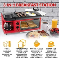 3-in-1 Breakfast Station -Includes Coffee Maker Non-Stick Griddle and 4-Slice Toaster Oven - Versatile Breakfast Maker 2