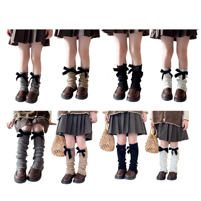  소녀를위한 Bowknot Leg Warmers 겨울 가을 레깅스 무릎 높은 양말 ..