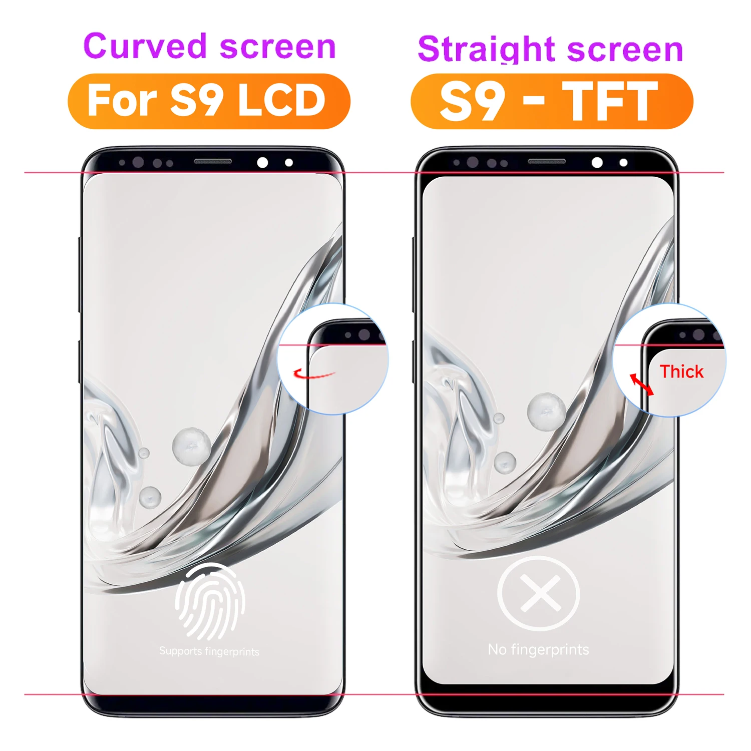 TFT 품질 S9 LCD 터치 스크린 디지타이저 교체, 삼성 S9 G960 G960F 디스플레이, S9 플러스 G965 G965F 용 프레임 포함