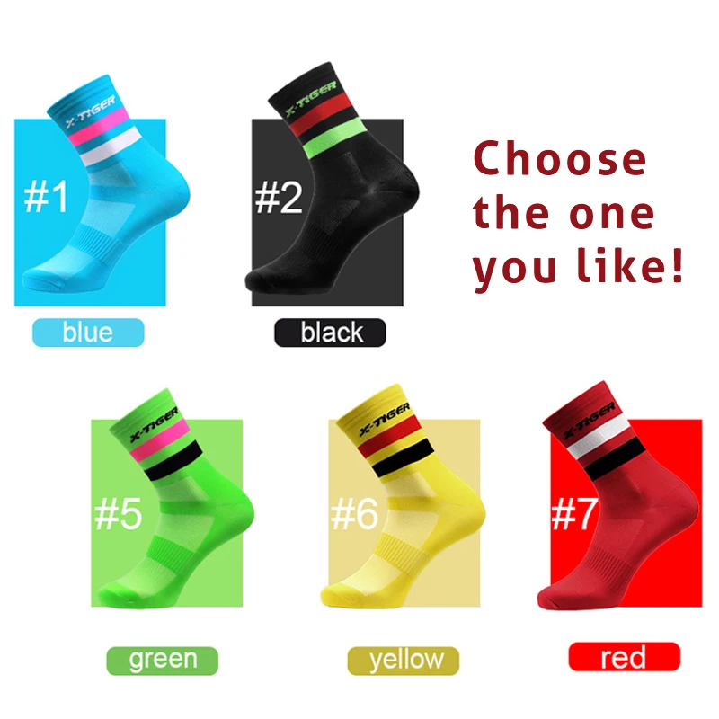 X-TIGER Cycling Socks for Men Breathable Anti-slip Professional Sports Sock Outdoor Running Bike Hiking Basketball Socks