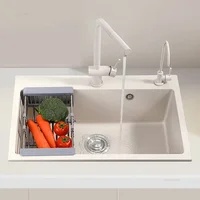 Luxury White Kitchen Sink for Dining Room Nordic Fashion Design Kitchen Sinks for Rental Housing Granite Embedded Smooth Sinks 1