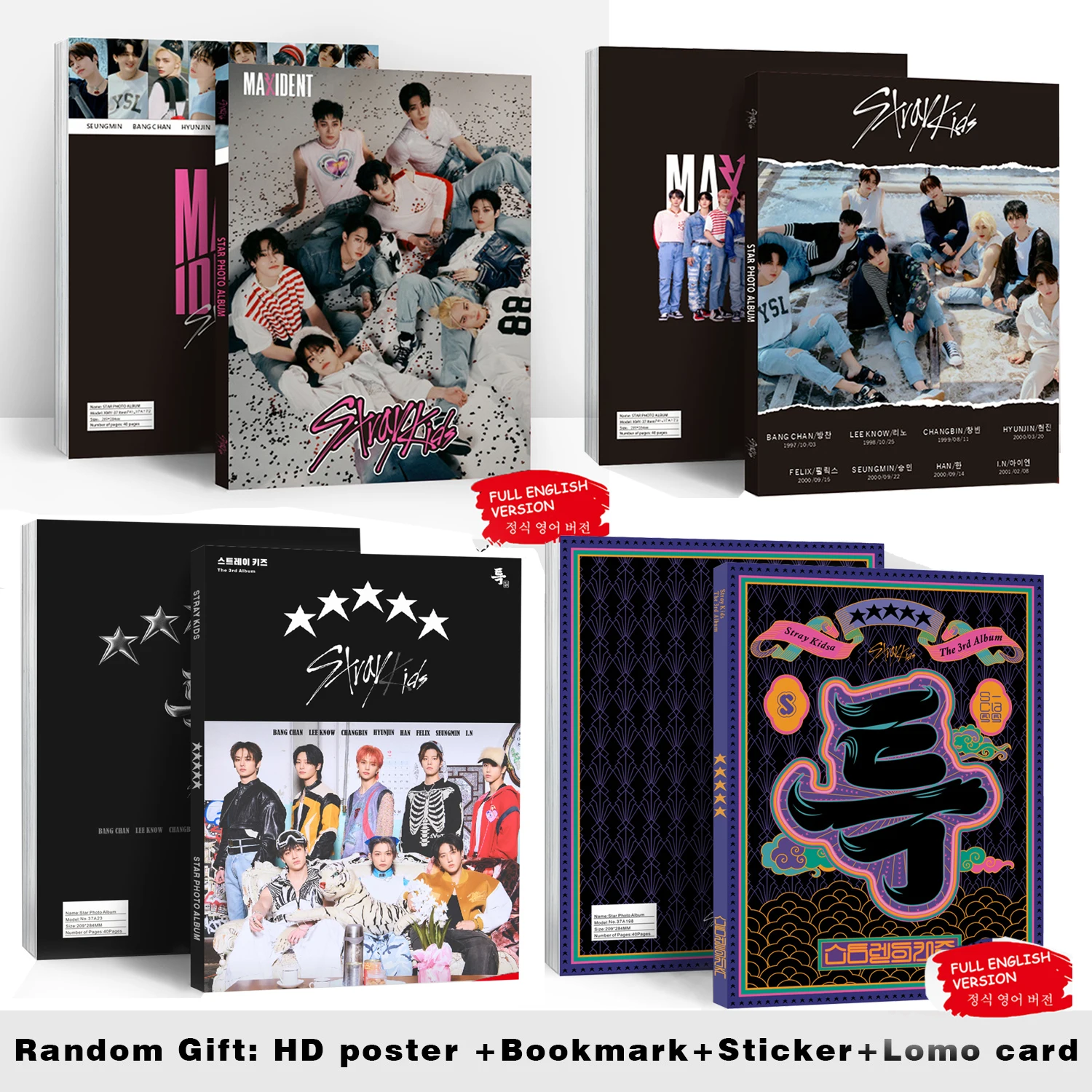 95pcs/set Kpop Stray kids MAXIDENT Photo Album Gift Lomo Cards Stickers  Lanyard Key chain Photocards K-pop Straykids - AliExpress