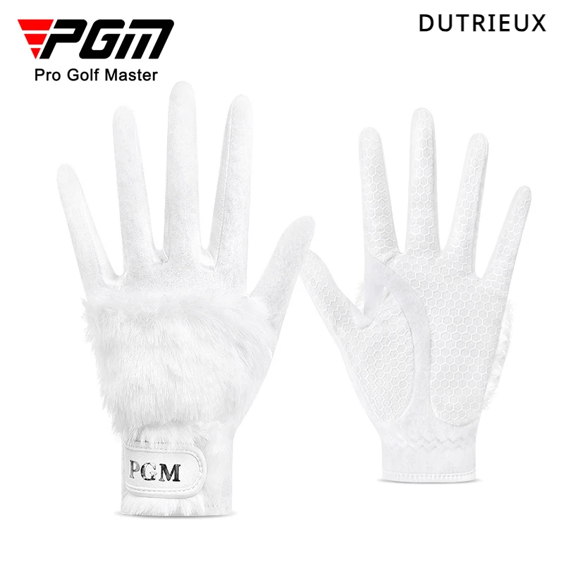 PGM Golf Women's Gloves Autumn and Winter Plush Thickened Rabbit Like Fur Thermal Gloves 1 Pair Warm Beautiful and Comfortable