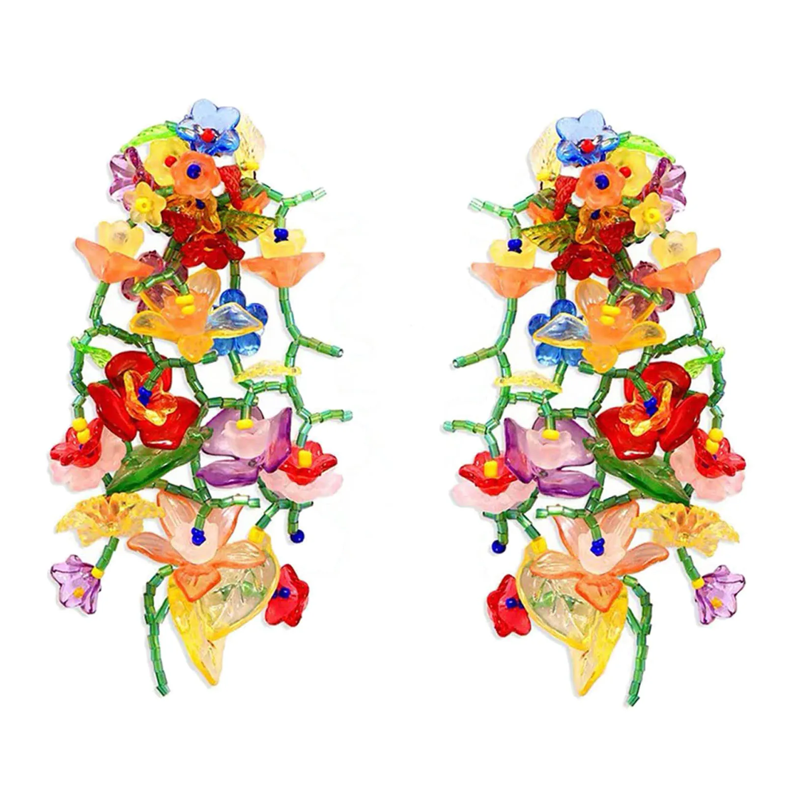 

Rainbow Acrylic Tassel Earrings for Women Colorful Leaf Flower Earring Bead Rainbow Earring Jewelry for Women Girl