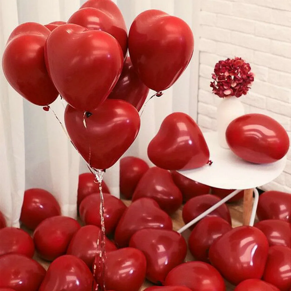 

15pcs Ruby Red Latex Balloons Love Heart Air Ball Helium Balloon Valentines Day Engagement Wedding Supplies Hen Party Decoration