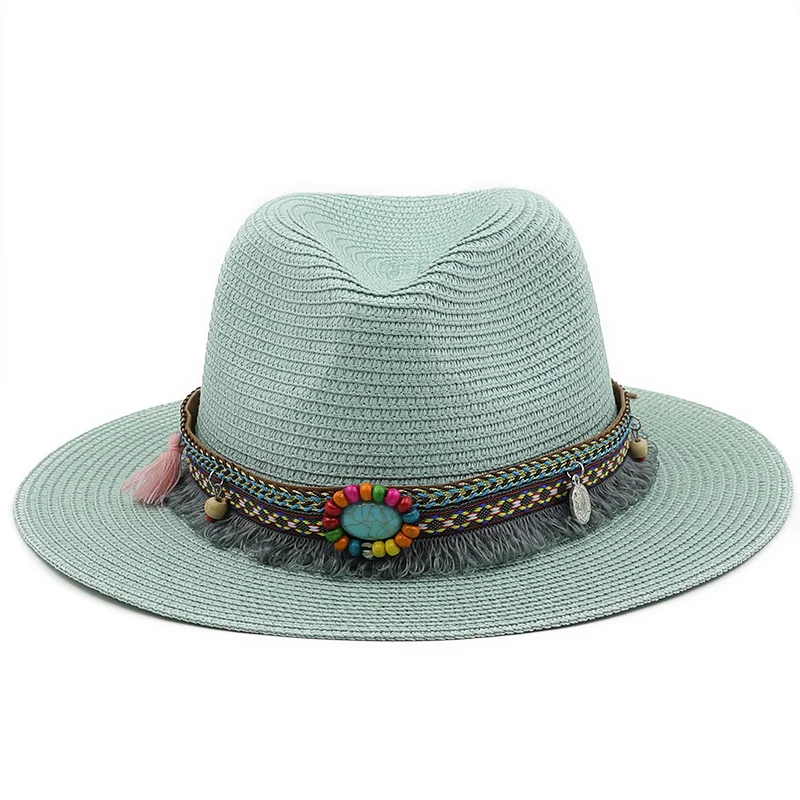 56-58-60cm Fashion Panama Hats for Women Men Jazz Fedoras Cooling Sun Hats Summer Breathable Elegant Ladies Party Hat Wholesale 3