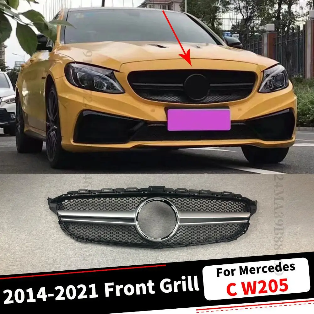 

Styling Front Grille Racing Hood Grill For Mercedes Benz C W205 C43 S205 C205 2014-2021 C200 C180 C250 C260 C300 AMG Style Mesh