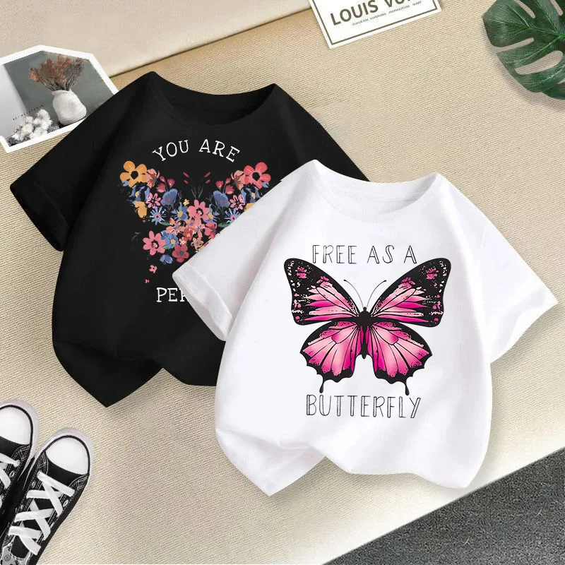 Girls Short Sleeve T-shirt Summer New Children's Top Loose Fashion Short Sleeves Clothes  Kids Clothes 2