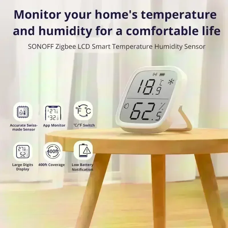SONOFF SNZB 02D Zigbee 온도 습도 센서 SNZB-02D EWeLink 용 LCD 화면 포함 SONOFF ZigBee Bridge Alexa Alice
