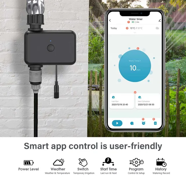 Garden 2.4GHz & 5GHz Dual-band WiFi Irrigation Timer Intelligent Remote APP Control Automatic Watering System IP55 Waterproof 4