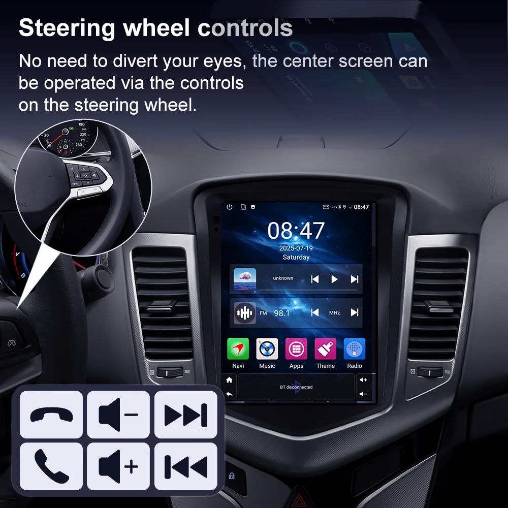 Android 16 Radio estéreo para coche para Chevrolet Cruze J300 2008 2009 2010 2011 2012 Auto GPS reproductor Multimedia NO 2Din DVD Carplay BT 4