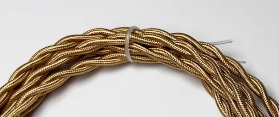 Vintage Twisted Fabric Electrical Wire - Copper Core, Woven Textile Pendant Lamp Cord