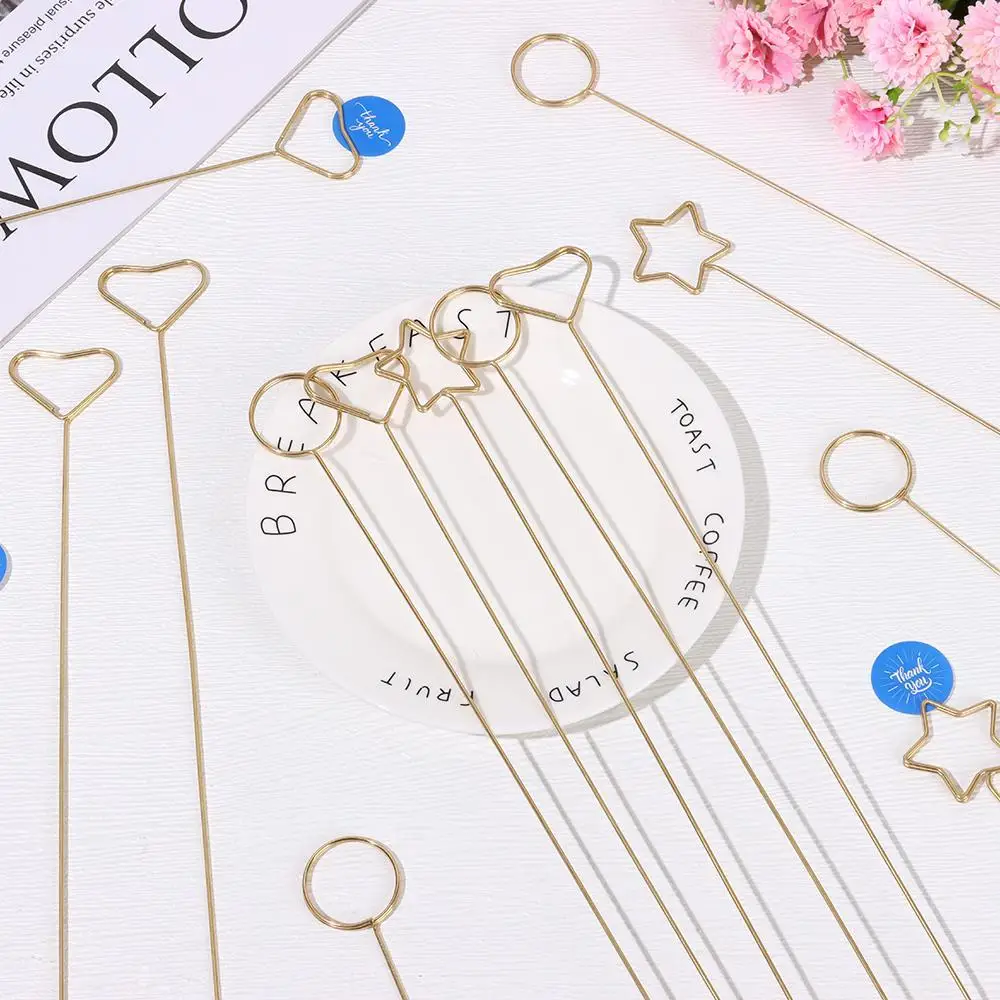 10PCS Metal Gold Flower Bouquet Card Holder Stick Cake Card Stick Clips Wrapping Wedding Party DIY Handmade Gifts Supplies flower bouquet card holders
