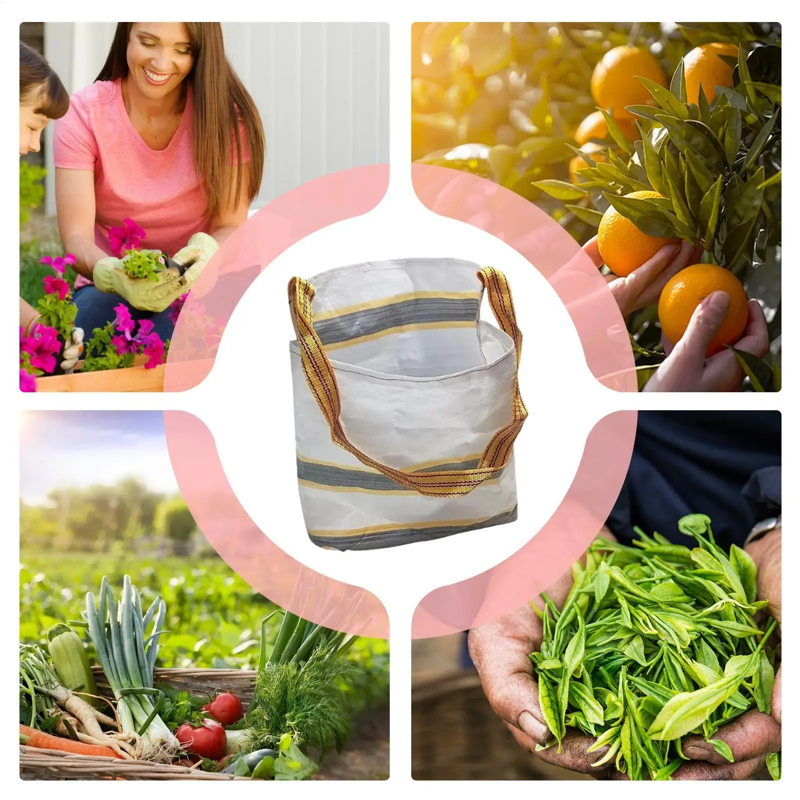 Obstpflücktasche 55x55cm, wasserdichte Ernteschürze mit Schultergurt, tragbare Tasche für Gartenarbeit – Detail 4