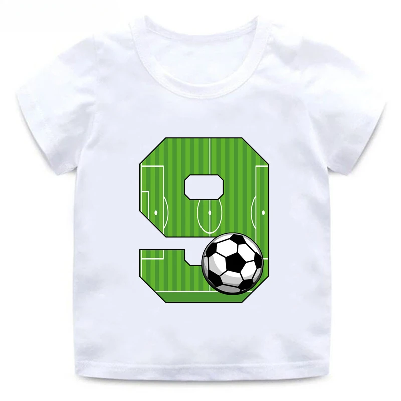thumbnail image 1 of Camiseta de algodón con estampado de números de fútbol para niños y niñas, divertida camiseta de dibujos animados para cumpleaños de 1, 2, 3, 4, 5, 6, 7, 8 y 9 años, 1 of 5