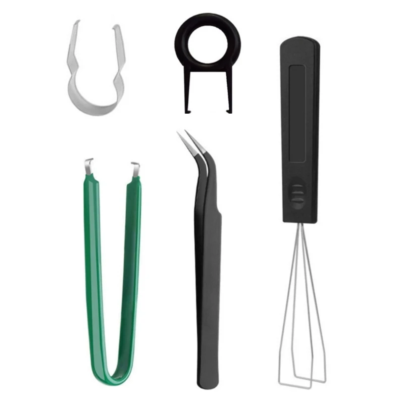 

5 in 1 Keyboard Cleaning Tool Set Keycap Puller Switches Extractor Tweezers for Cleaning Desktop Mechanical Keyboards