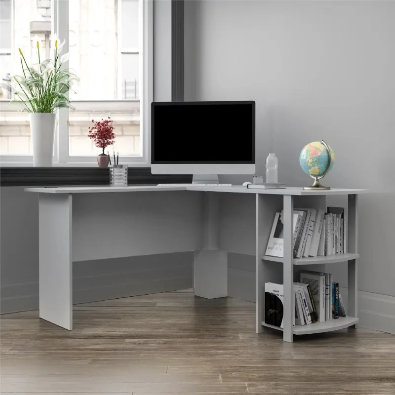

Ameriwood Home Dominic L стол с книжными полками, голубь серый