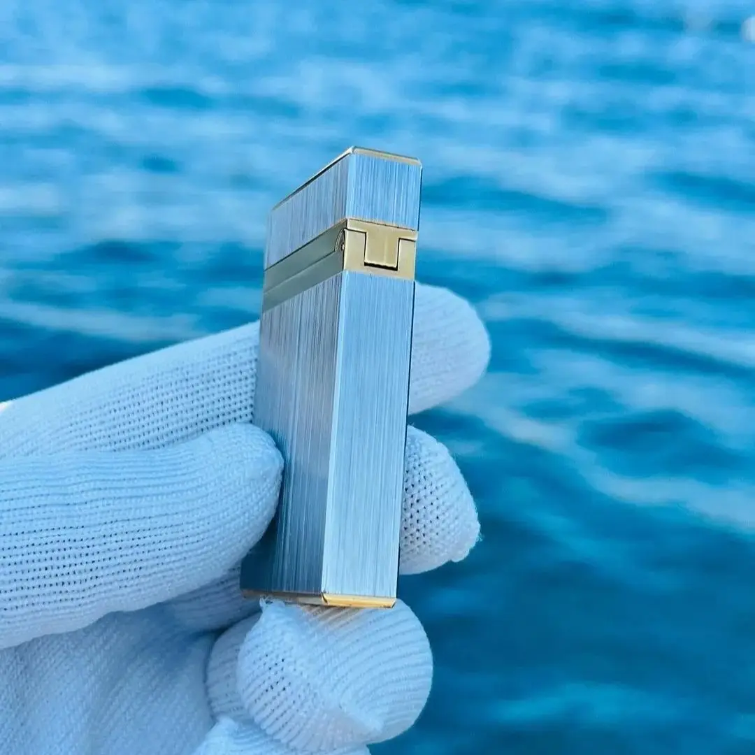 Luxury Gas Lighter Bright Sound Brushed Smoking Gadgets Metal Brass Best Choice Gift Dupont  for Men Smoker Collection 5