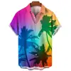 Beach Leisure Vacation Hawaiian Coconut Tree Print Tops Men's Short-sleeved Shirts Summer Fashion Oversized Tops SIZE S-5XL 3